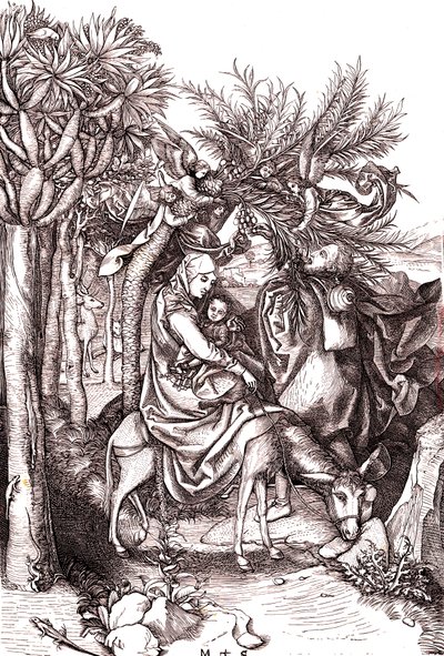 Lento Egyptiin, Pyhä perhe od Martin (after) Schongauer