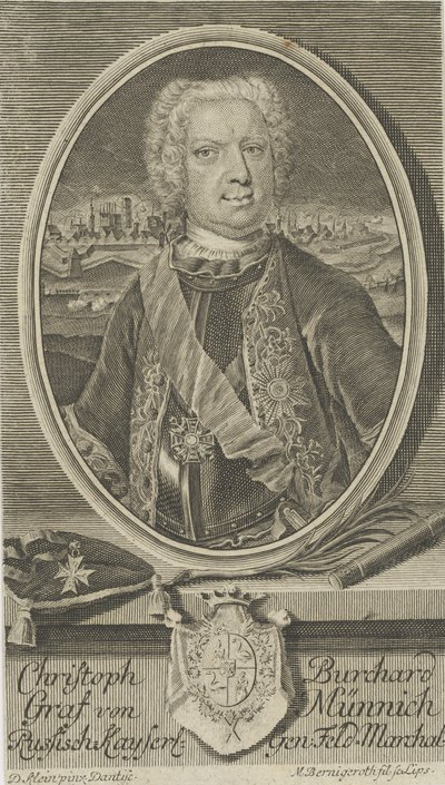 Portrét hraběte Burkharda Christopha von Munnich 1683-1767, cca 1730. od Martin Bernigeroth