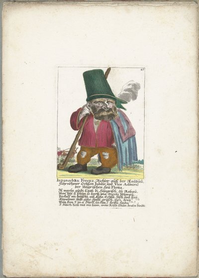 De dwerg Iupanschku Ferenz, asi 1710 Iupanschku Ferenz, soudce z Raubau, hlavní vůl Jubilir a viceadmirál maďarské Heü Flotta (titul na předmětu) Il Callotto resurcitato aneb nově zařízený malý kabinet (název série) od Martin Engelbrecht (attributed to)