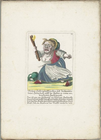 De dwerg Malper Höllriglin als waardin, asi 1710 Malper Höllriglin Würthin a chovná matka v Hünerloch auff der Pasteij v podrážděném domácím soudním sporu (název na předmět) Il Callotto resurcitato aneb Nově zařízený malý kabinet (série titl od Martin Engelbrecht (attributed to)