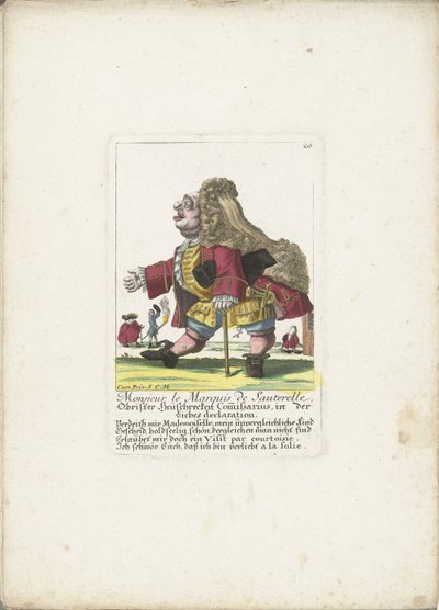 Trpaslík Monsieur le Marquis de Sauterelle, ca. 1710 Monsieur le Marquis de Sauterelle, Obrister Heüschrecken Commissarius, v prohlášení der Liebes (titul na předmětu) Il Callotto resurcitato nebo nově jmenovaný Zwerchen Cabinet (název série) od Martin Engelbrecht (attributed to)