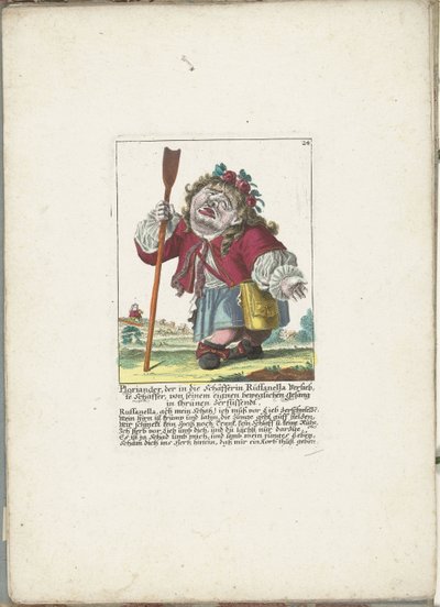De dwerg Ploriander jako pastevec, asi 1710 Ploriander, pastýř zamilovaný do pastýřky Ruffanely, propukl v pláč při své vlastní dojemné písni (název na předmětu) Il Callotto resurcitato aneb Nově zařízený malý kabinet (série od Martin Engelbrecht (attributed to)