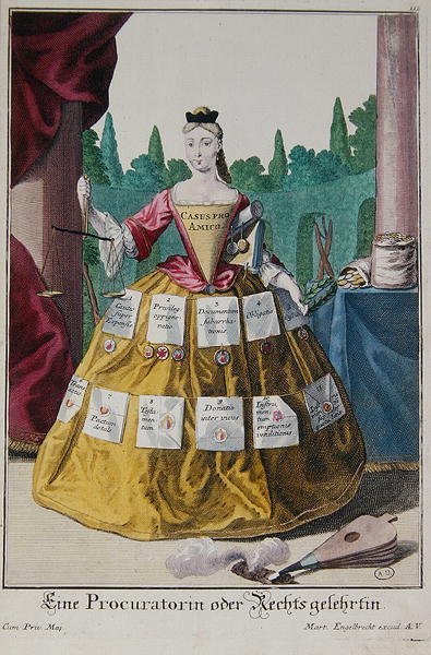A Woman Prosecutor, c.1735 (barevné lito) od Martin Engelbrecht