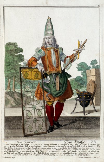 Sklenář. Rytina Martin Engelbrecht od Martin Engelbrecht