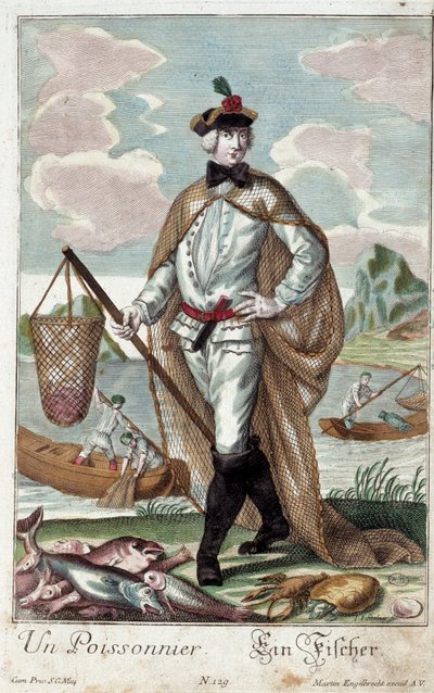 Metier: Rybí strom. Rytina Martina Engelbrechta (1684-1756), v „“New Assembly of the manouvries habilles”” 18. století, Německo. Paříž, dekorativní umění od Martin Engelbrecht