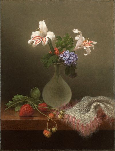 Váza s kukuřičnými liliemi a heliotropem od Martin Johnson Heade