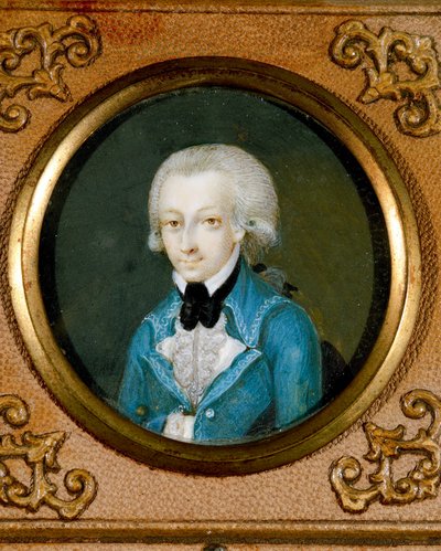 Rakousko, Portrét rakouského skladatele Wolfganga Amadea Mozarta (1756 - 1791), asi 1773 (miniatura na slonovině) od Martin Knoller