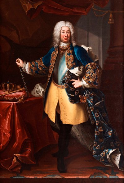 Portrét Fridricha I. (Frederick I.) (1676-1751) Švédský král a Finský princ (Portrét švédského krále Fridricha I. (1676-1751)) Malba Martina Meytense dit le jeune (1695-1770), cca 1730 - Olej na plátně, 234x158 - soukromá sbírka od Martin Meytens the Younger