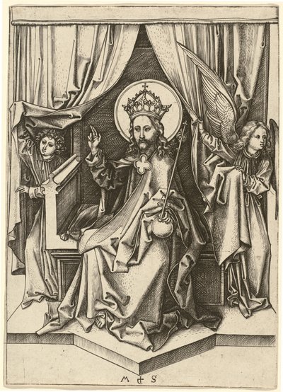 Kristus na trůnu se dvěma anděly od Martin Schongauer