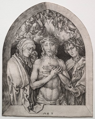 Kristus jako muž bolesti mezi Pannou a svatým Janem od Martin Schongauer