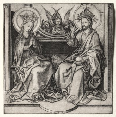 Bůh Otec a svatá Panna trůnící za účasti andělů od Martin Schongauer