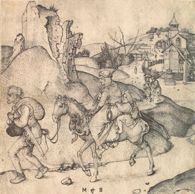 Selská rodina jdoucí na trh v letech 1473 až 1475. od Martin Schongauer