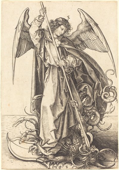 Svatý Michael zabíjí draka od Martin Schongauer