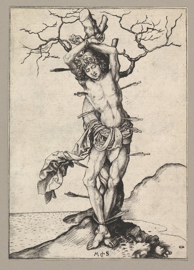 Svatý Šebestián, ca. 1435-1491. od Martin Schongauer