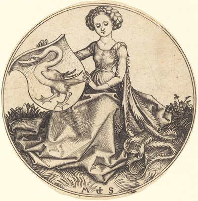 Štít s labutí, držený ženou od Martin Schongauer