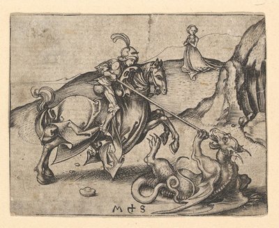 St. George Syling the Dragon, ca. 1435-1491. od Martin Schongauer