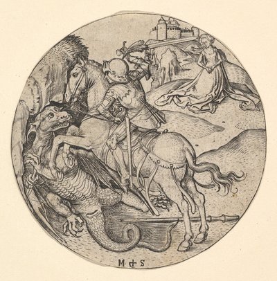 St. George Syling the Dragon, ca. 1435-1491. od Martin Schongauer