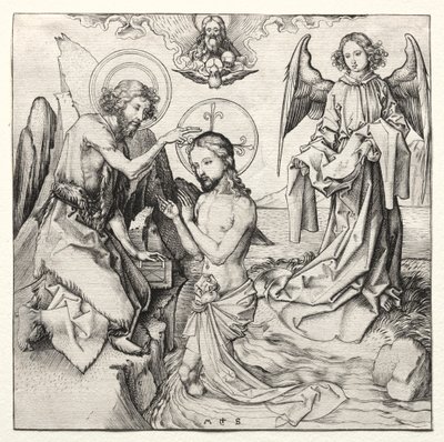 Křest Kristův v Jordánu od Martin Schongauer