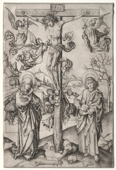 Ukřižování se čtyřmi anděly od Martin Schongauer