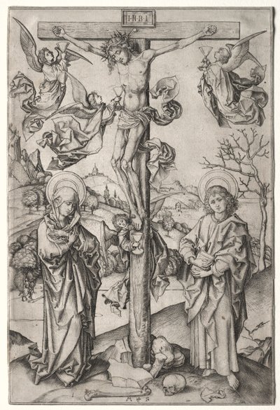 Ukřižování se čtyřmi anděly. od Martin Schongauer