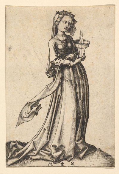 Čtvrtá moudrá panna, ze série The Wise and Foolish Virgins, ca. 1435-1491. od Martin Schongauer