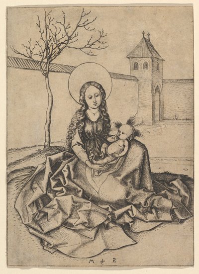 Madona s dítětem na nádvoří, ca. 1435-1491. od Martin Schongauer