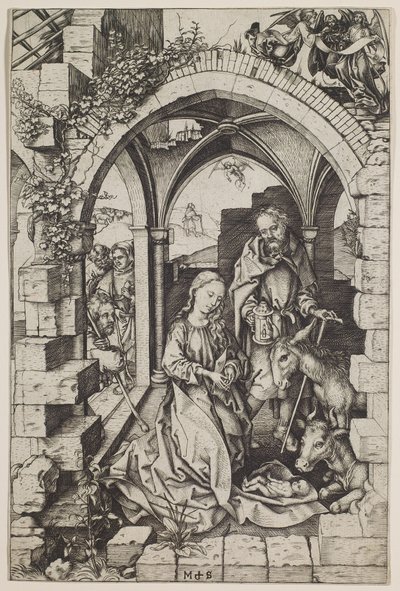 Narození Páně, asi 1471-73 (rytina) od Martin Schongauer