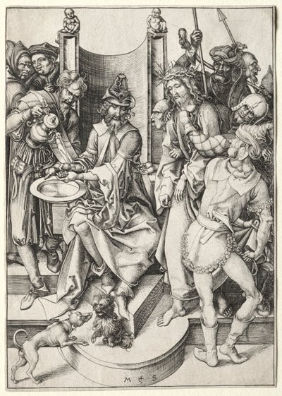 Umučení: Kristus před Pilátem. od Martin Schongauer