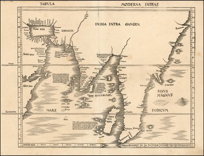 Mapa jižní a jihovýchodní Asie z roku 1513, Martin Waldseemüller od Martin Waldseemuller