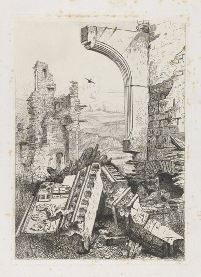 Zřícenina hradu Bourscheid od Martinus Antonius Kuytenbrouwer jr.