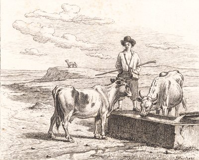 Pastýř u žlabu. Ilustrace pro Chr. Zimní "25 obrázků pro malé děti" od Martinus Rørbye