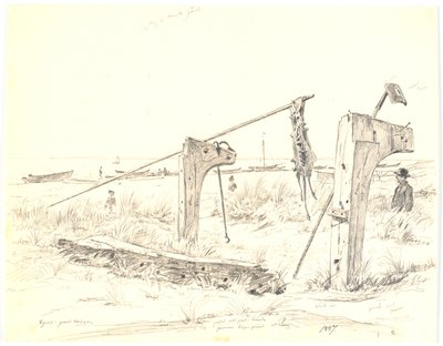 Plážový pozemek s kotvištěm lodí, Skagen od Martinus Rørbye