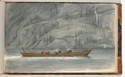Fjord krajina s veslice. Krøderen, Norsko od Martinus Rørbye