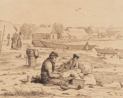 Strandgaden v Thisted. 1830 od Martinus Rørbye