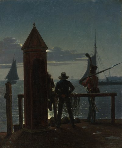 Pohled z hradeb Citadel v Kodani za měsíčního svitu, 1839. od Martinus Rørbye