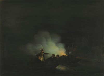 Nizozemsky: Přejezd Matthijse Beelaertse, velitele Národní gardy, do Papendrechtu v noci 22. listopadu 1813. od Martinus Schouman