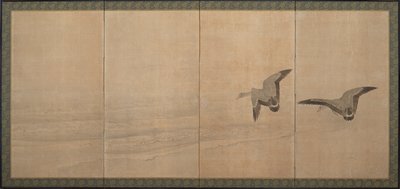 Husy nad pláží, období Edo, 18. století. od Maruyama Okyo