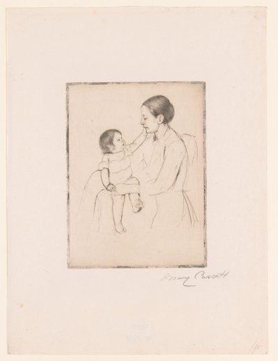 Láska Pohlazení Matka a dítě od Mary Cassatt (signed by artist)