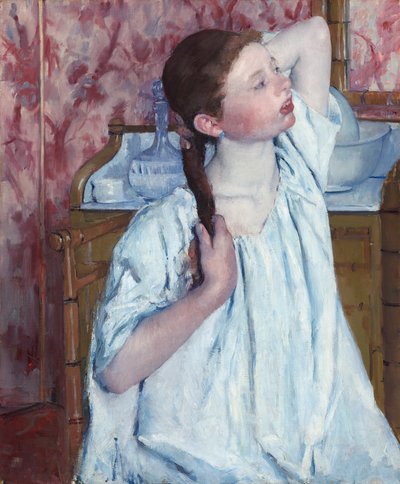 Dívka si upravuje vlasy, 1886. od Mary Cassatt