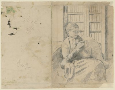 Knitting in the Library recto, Knitting in the Library verso, c. 1881. od Mary Cassatt