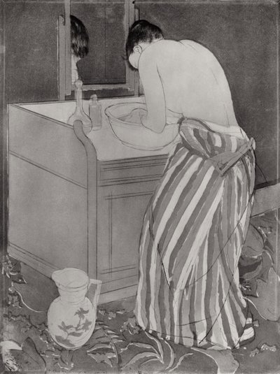 La Toilette, 1891 (suchá jehla a akvatinta na papíře) od Mary Cassatt