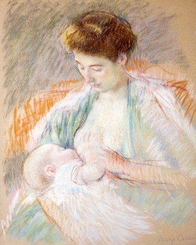 Matka Rose kojící své dítě, cca 1900 (pastel na papíře) od Mary Cassatt
