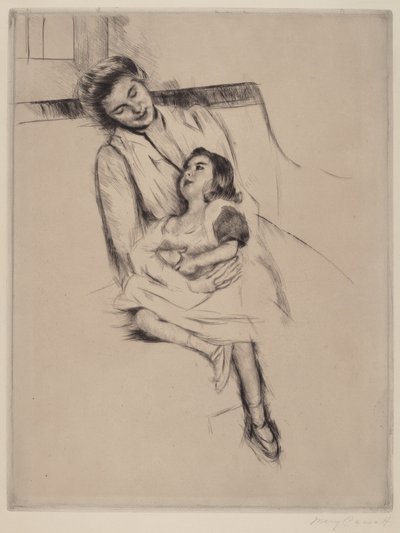 Reine a Margot sedí na pohovce č. 2, c. 1902. od Mary Cassatt