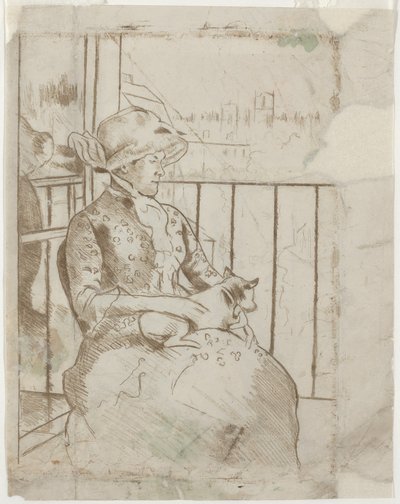 Susan na balkóně se psem [verso] od Mary Cassatt