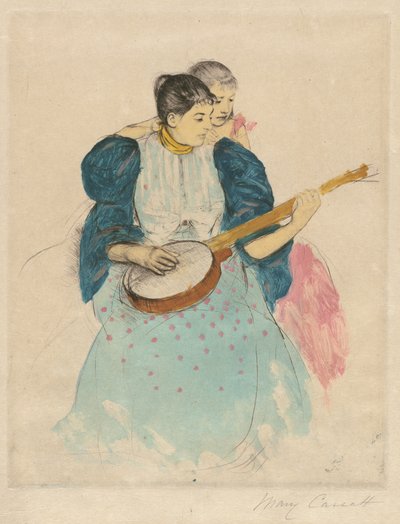 Lekce banjo od Mary Cassatt