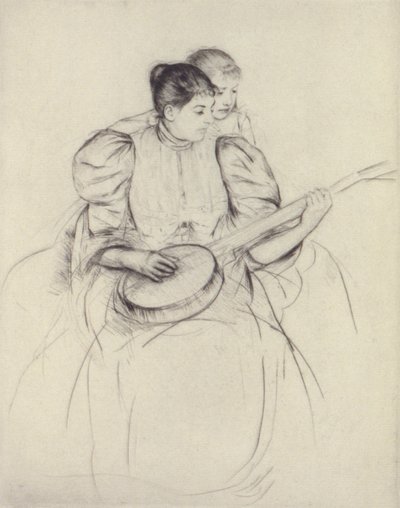 Lekce hry na banjo od Mary Cassatt