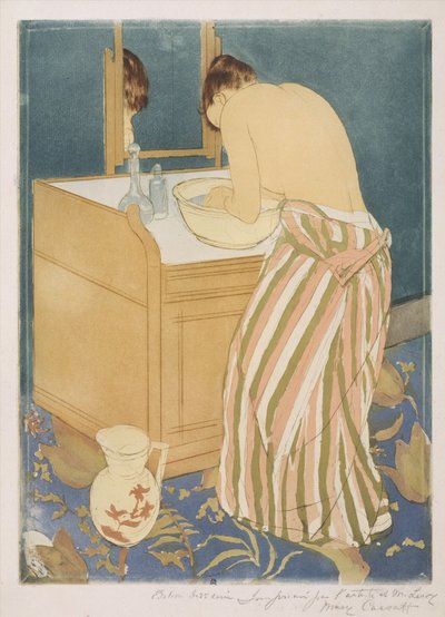 Dámské koupání (La Toilette), 1890-1 (suchá jehla a akvatinta) od Mary Cassatt