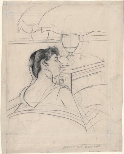 Žena a lampa od Mary Cassatt