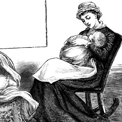 Matka, která se mazlila se svým dítětem, zatímco seděla na houpacím křesle od Mary Ellen Edwards