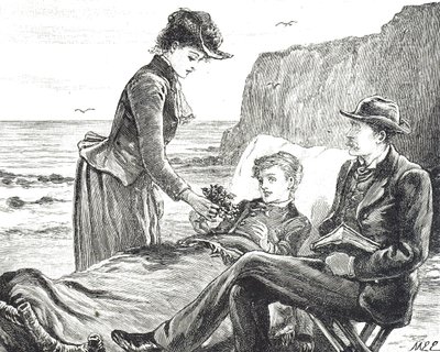Rytina zobrazující mrzáckého chlapce u moře od Mary Ellen Edwards